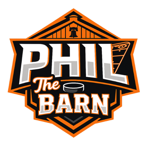 Phil the Barn hockey logo featuring bold orange and black text with a barn outline